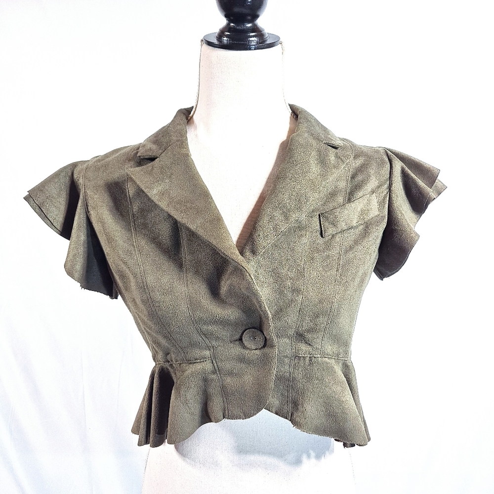 Ryu Army Green Suede Shrug